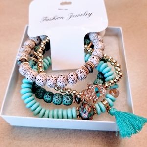 Bohemian Natural Stone Beads Bracelet 4 Pcs/Set